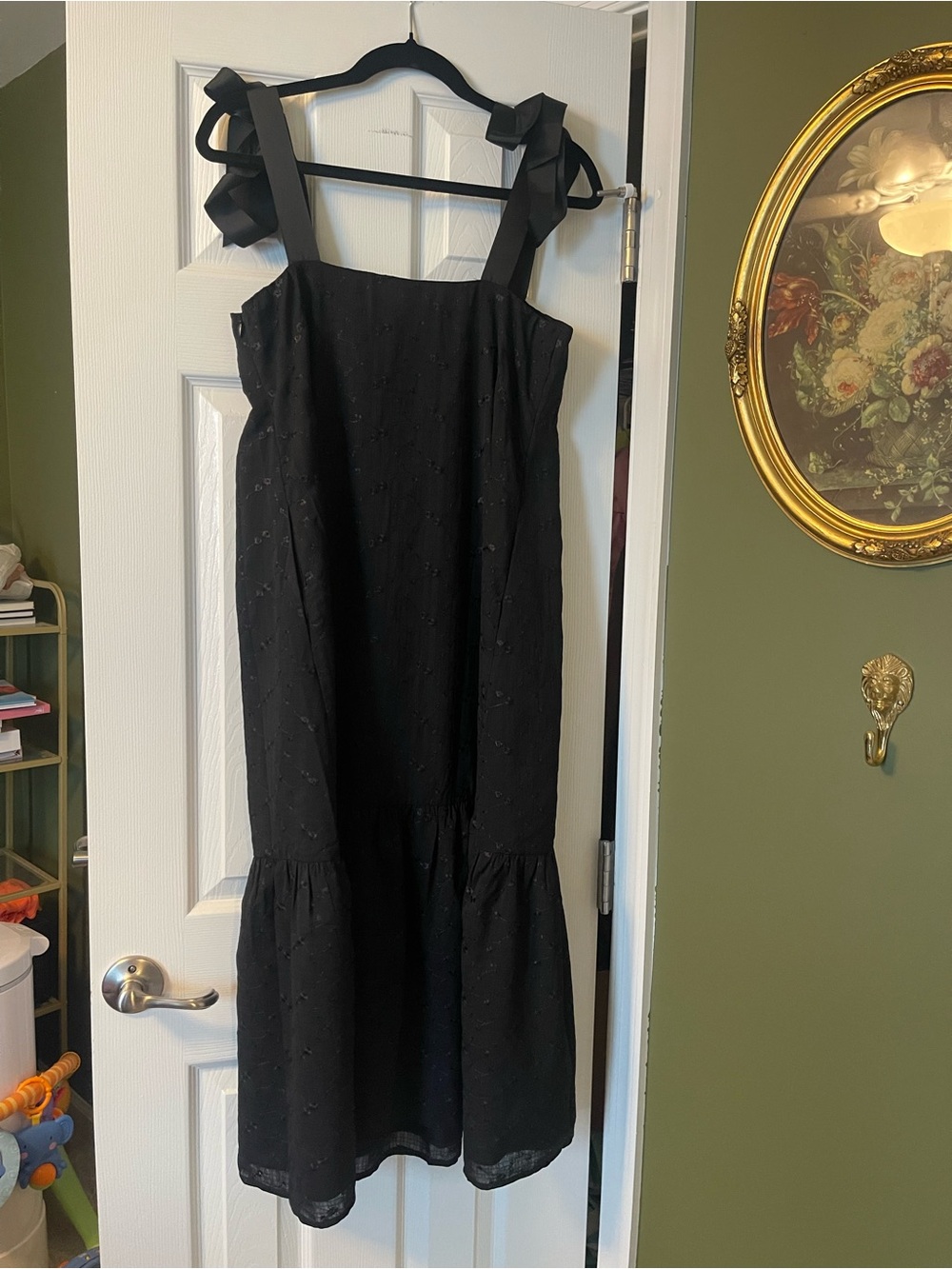 Adora Grosgrain Midi Dress Black Tie Shoulders Love Bonito